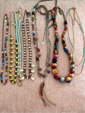 Women’s Plunder Jewelry Necklace Lot of 7 Pieces Chunky Colorful Long Crystal